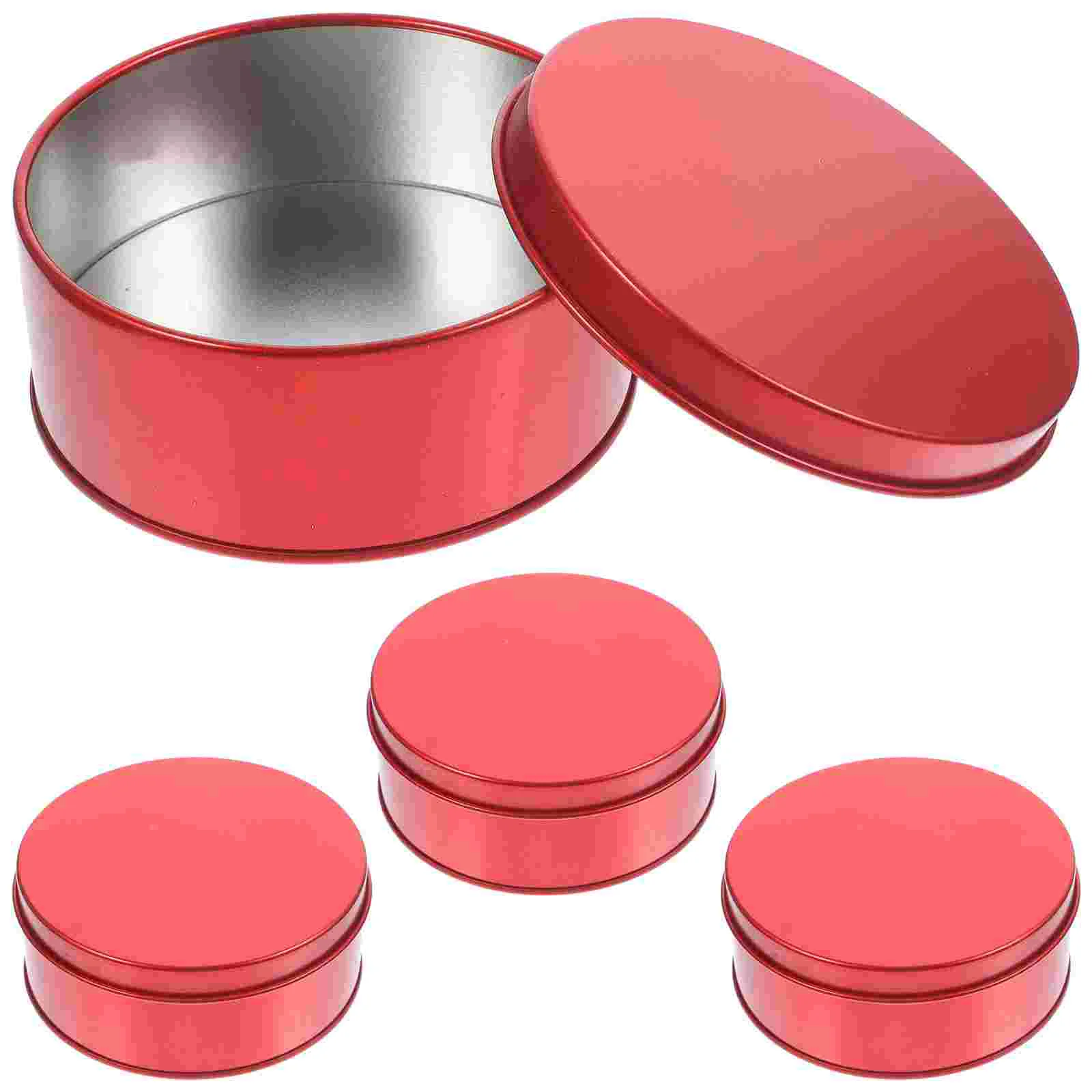 

4 Pcs Biscuit Box Candy Small Tins with Lids Gift Boxes for Cookies Christmas Cake Giving Metal Cover Cans