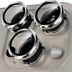 Premium Camera Lens Protector with Metal Ring - 2 or 3 Pack - 15 ProMax (Titanium gray)