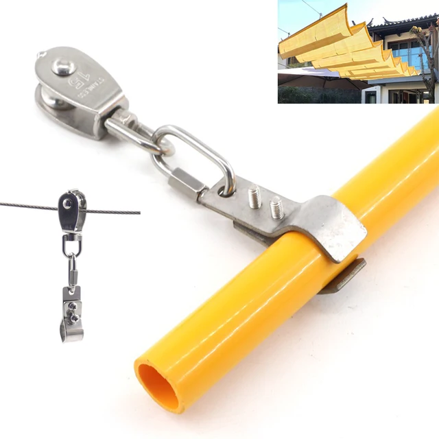 5Set/Táska Ss304 Rozsdamentes Acél Szíjtárcsás Mozgatható Gyűrűs Cső Bilincs Teleszkópos Napfényháló Telepítő Készlet