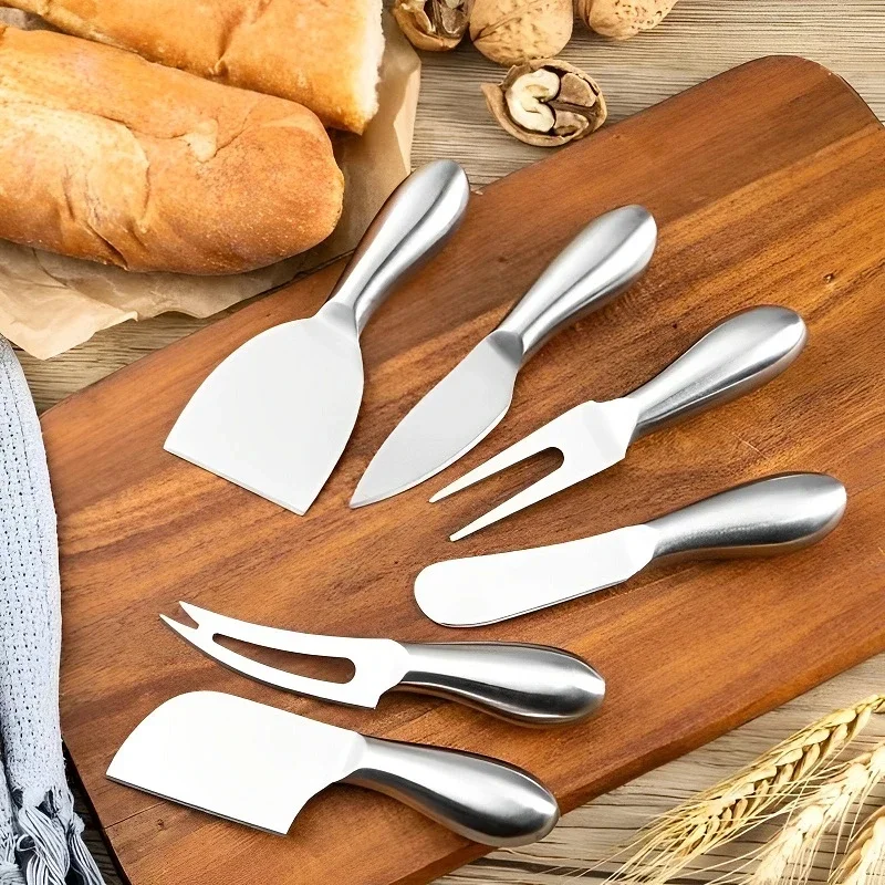 Stainless steel cheese Knife 6-piece set cheese tool pizza cutter Butter spatula fruit fork Pastry baking kitchen utensils