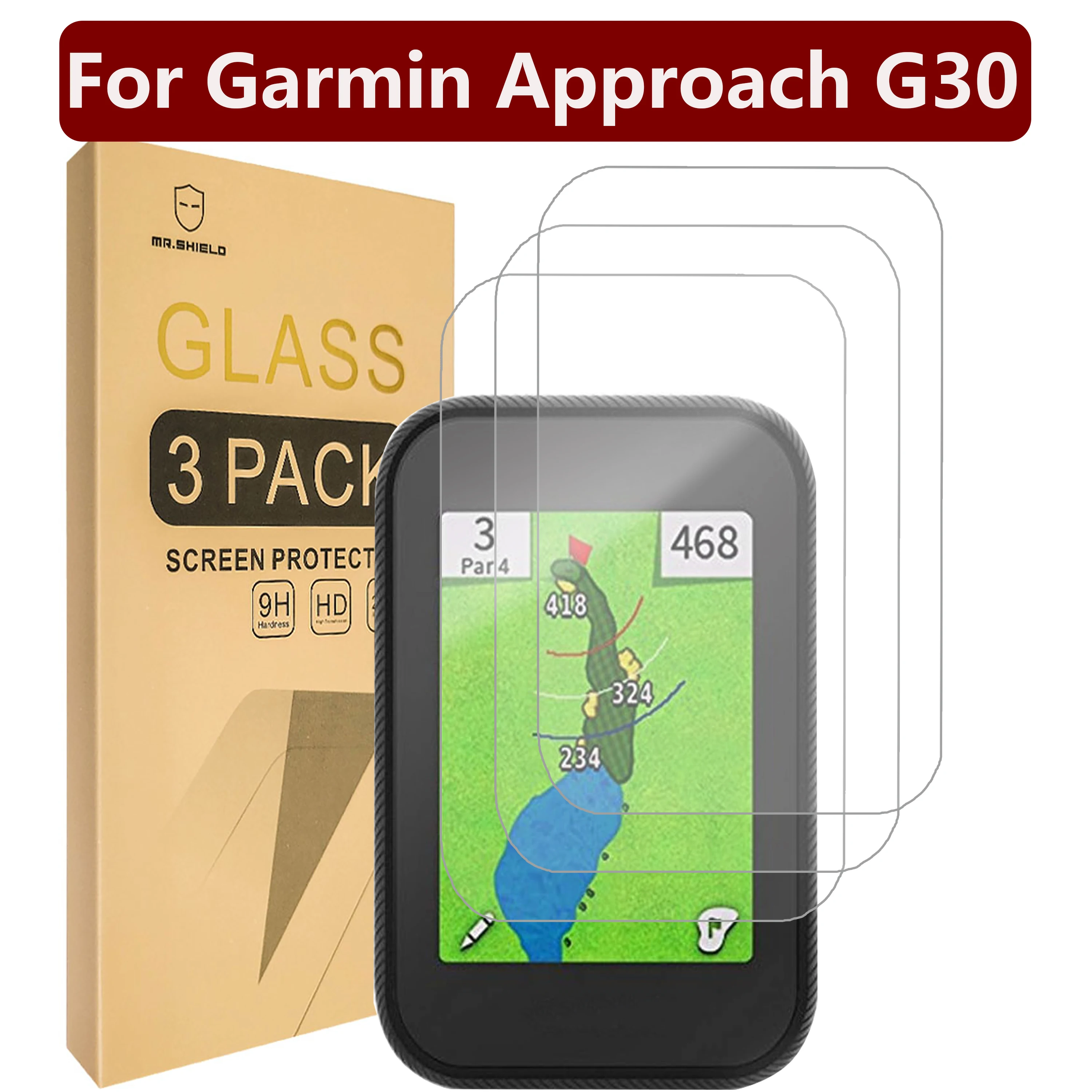 

Mr.Shield Screen Protector compatible with Garmin Approach G30 [Tempered Glass] [3-PACK] [Japan Glass with 9H Hardness]