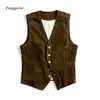2024 Spring and Autumn Retro Corduroy Workwear Vest Pocket Splicing Solid Color Single Breasted British Coat Men's 1