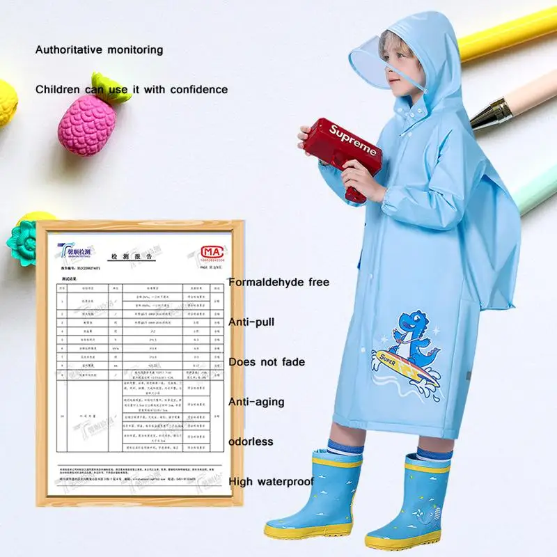 Poncho Impermeabile Per Bambini Con Zaino Integrato – Mac In A Bag – Leggero In PVC, Con Barra Riflettente E Cappuccio – Blu, Taglia 6-7 Anni - 3
