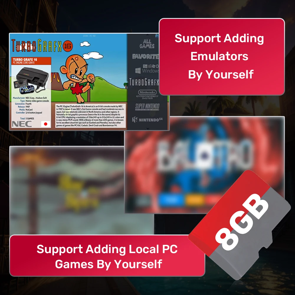 Scheda TF da gioco con giochi retrò 3168 e 2 giochi per PC per Rog Ally/Rog Ally X/GPD WIN4/LEGION GO/WIN PC e laptop Scheda da gioco da 8 GB Plug & Play 4