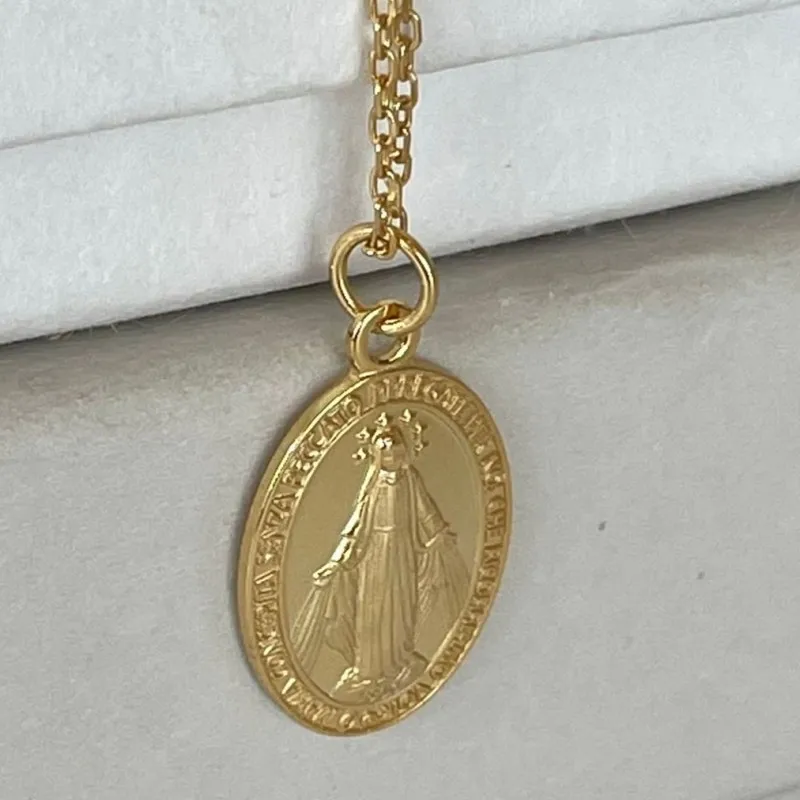 BOCAI Real S925 Silver Jewelry Fashionable Exquisite and Minimalist Personalized Round Label Maria Necklace Pendant for Women