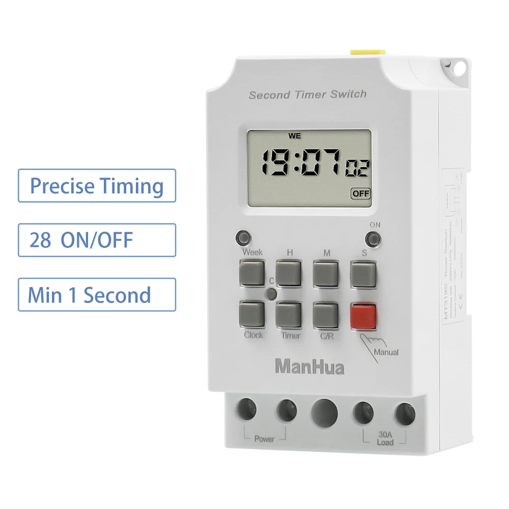 Daily Weekly Programmable Digital Time Switch 25A 30A 110V 220V AC Automatical Miniature Timer Control for Electronic Appliance