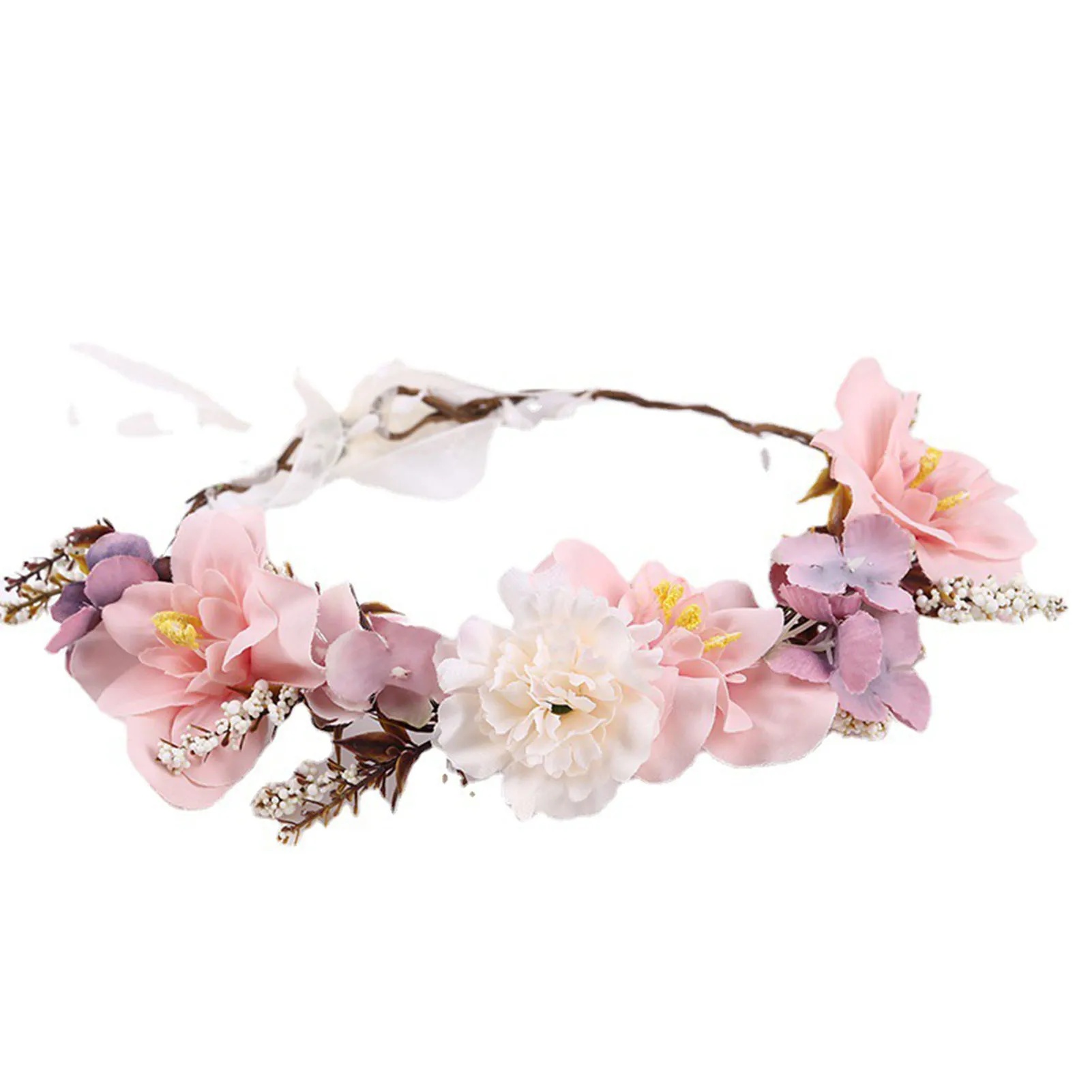

Woman's Headband with Cloth Flower Lace-up Headwear with Luxurious Flowers for Valentine's Day Christmas Gift