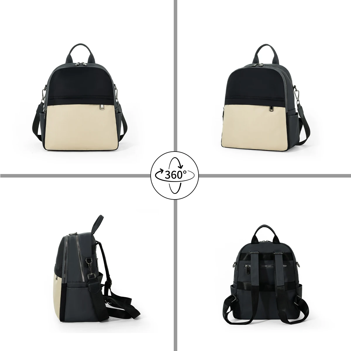 2025 New High-End Versatile Student Backpack for Class, Simple Solid Color Oxford Cloth Color-Blocking Trendy Versatile Backpack for Women Commuting to Work