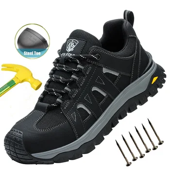 Work Shoes Non Slip Rubber Boots Comfortable Safety Shoes Man Work Shoes With Steel Toe Puncture Proof Safety Work Sneakers