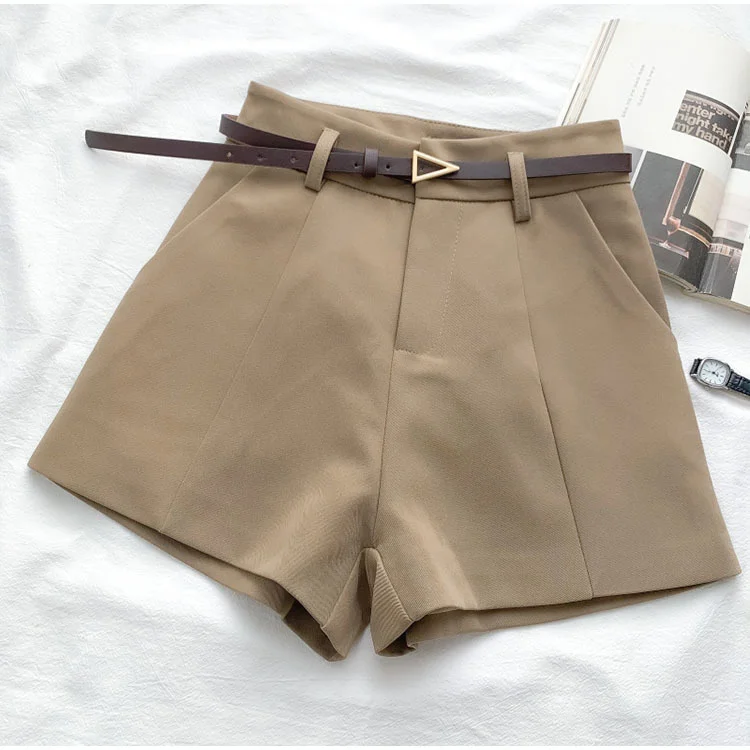 Unua amo 2022 Summer Wide Leg Shorts Women Fashion Wild Office Lady Work Casual High Waist Suit Shorts With Belt cargo shorts