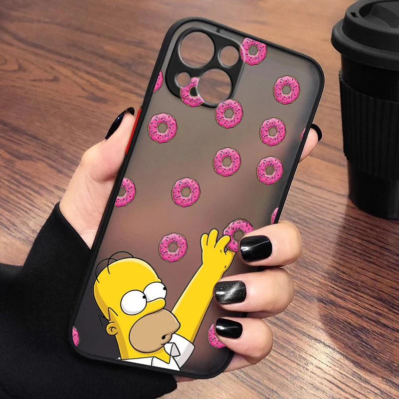 thumbnail image 1 of Funda de teléfono con dibujos animados de Los Simpsons para Apple, carcasa translúcida mate para iPhone 14, 13, 12, 11, XS, Mini Pro Max, 8, 7, XR, X, 1 of 5