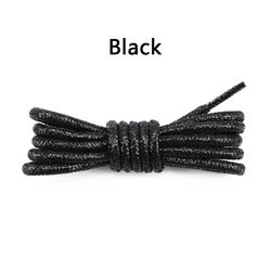 Vibrant Glitter Round Shoelaces for Trendy Sneakers and Leather Shoes (Black)