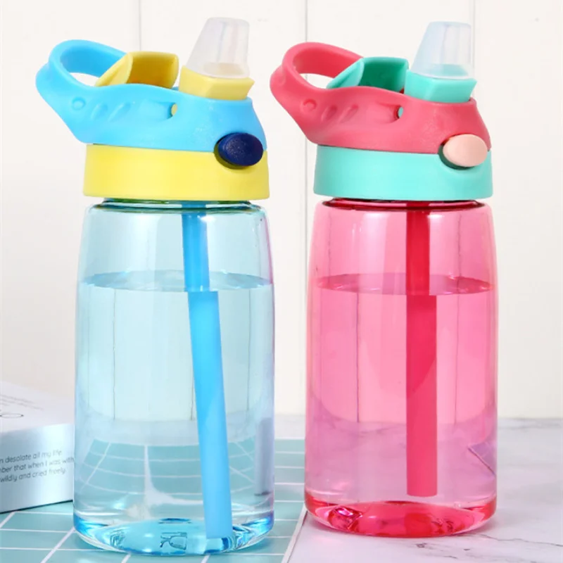 480ML Kids Sippy Cup Cartoon Water Bottles With Straws And Lids Spill Proof  Portable Toddlers Beverage Cups For Kids Drinkware