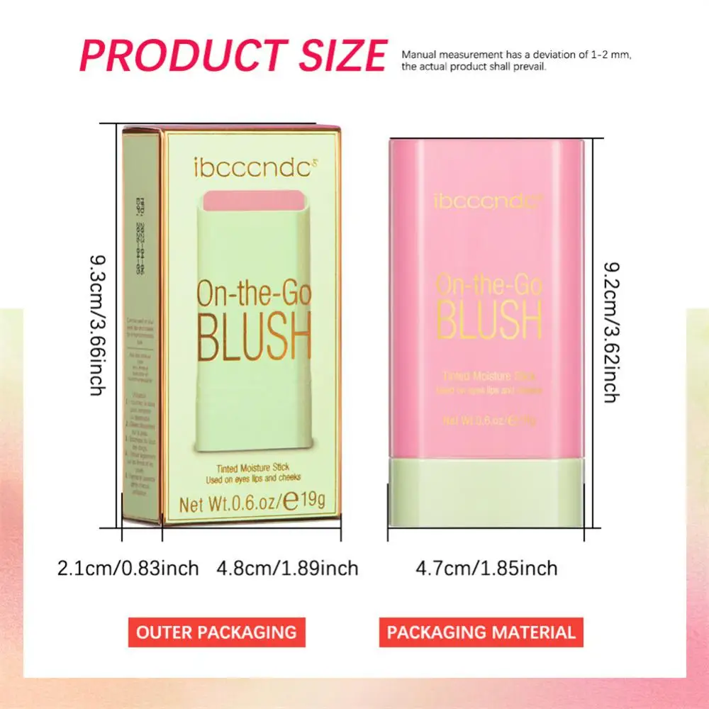 Tinted Moistured Stick Lipstick Blush Stick 3-in-1 Eyes Cheek And