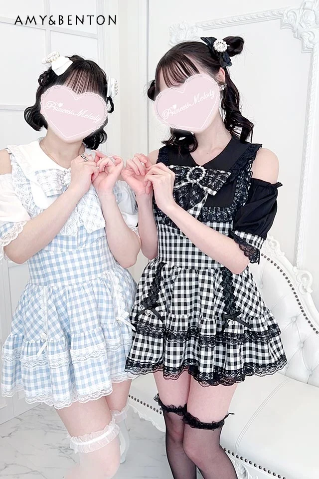 

Japanese Liz Skirt Sets Summer Mine Mass-Produced Bow Short Sleeve Plaid Shirt High Waist Mini Skirt Lolita Two-Piece Set Women