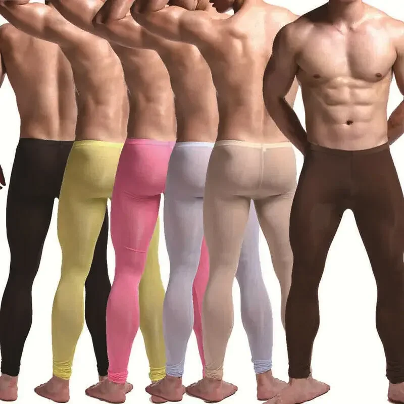 Men Ice Silk Leggings Sleepwear Underwear Pants