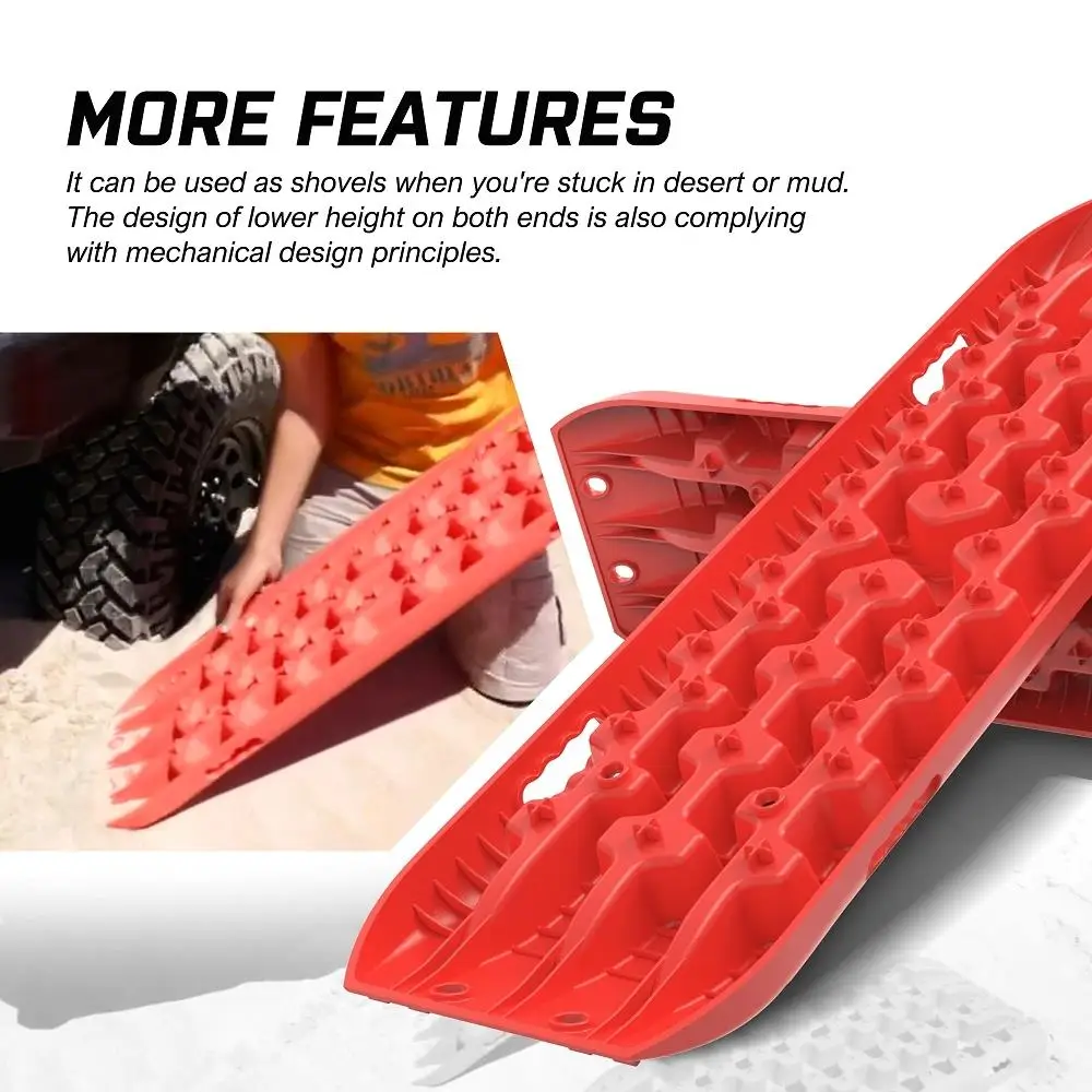 X-BULL 2 Pairs Recovery tracks Sand Mud Snow 4WD / for X4 ATV Offroad Stronger Gen 3.0-Red