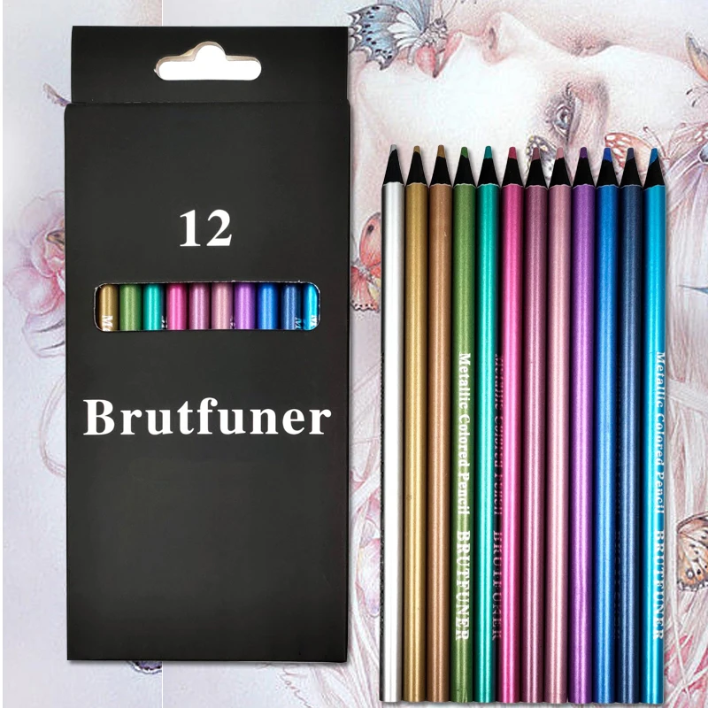 

Жесткие металлические цветные карандаши, 12 цветов, искусственные цветные карандаши для художников