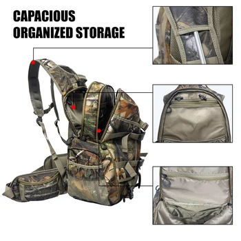 35L Hunting Backpack - Camo Hunting Pack with Gun Bow Pocket - Long-Lasting Large Capacity Hunting Day Pack 3