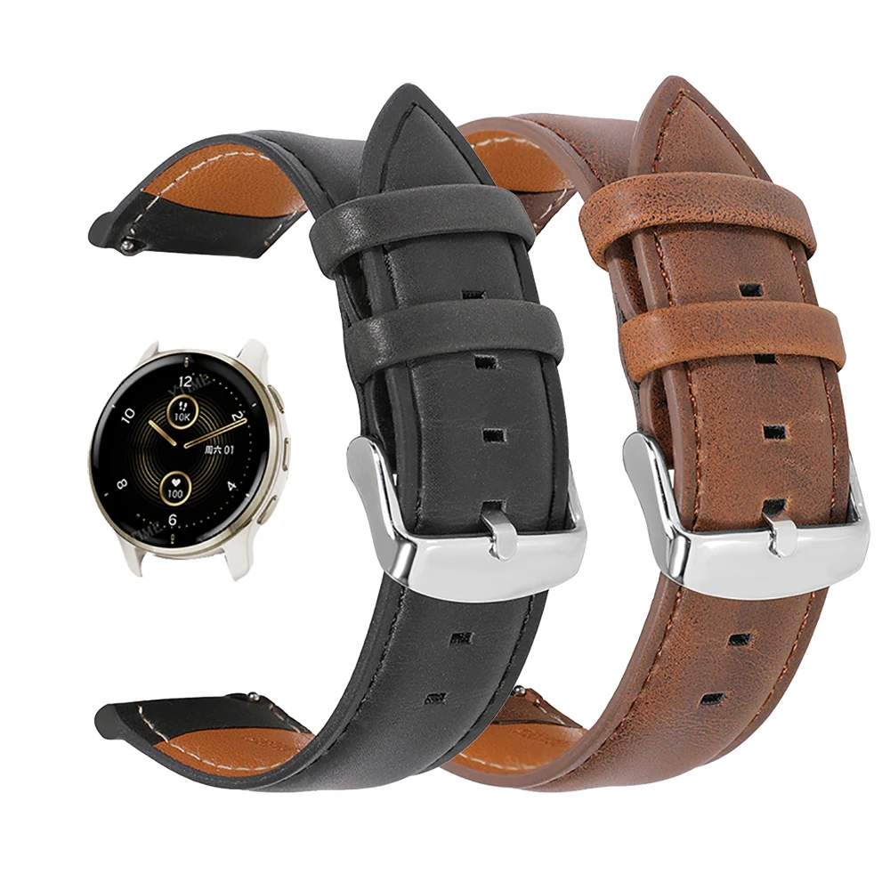 For Garmin Venu 2 Plus Strap Leather Watch Band Sports Strap For Garmin