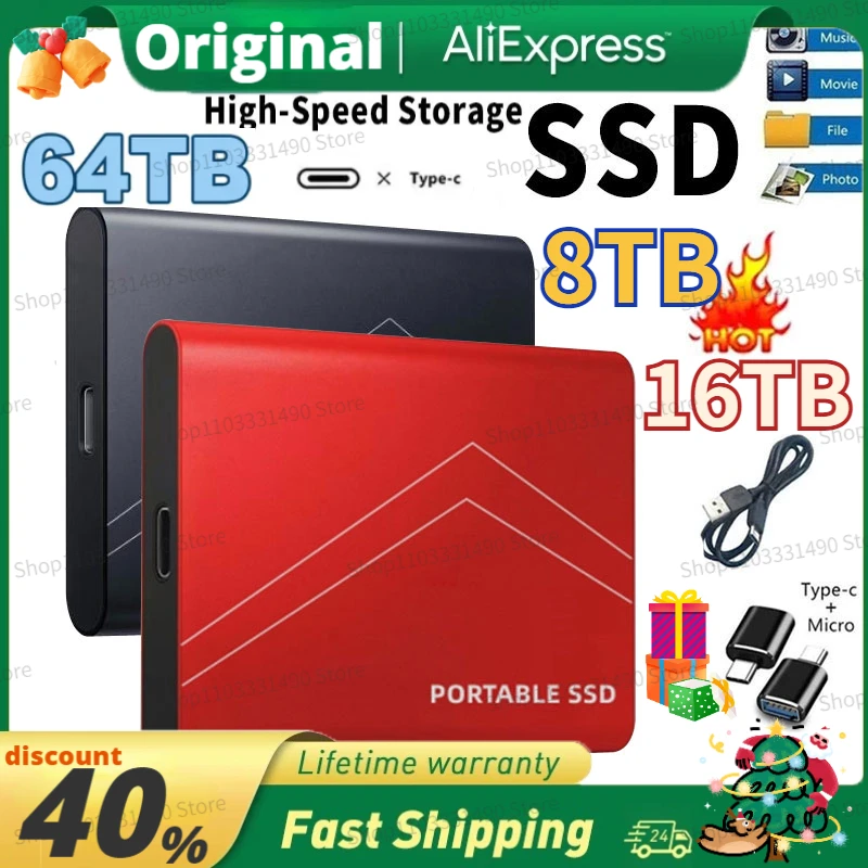 

64TB Portable SSD 8TB External Solid State Drive 4TB High capacity External Hard Disk M.2 Portable storage USB 3.1 Hard Drives