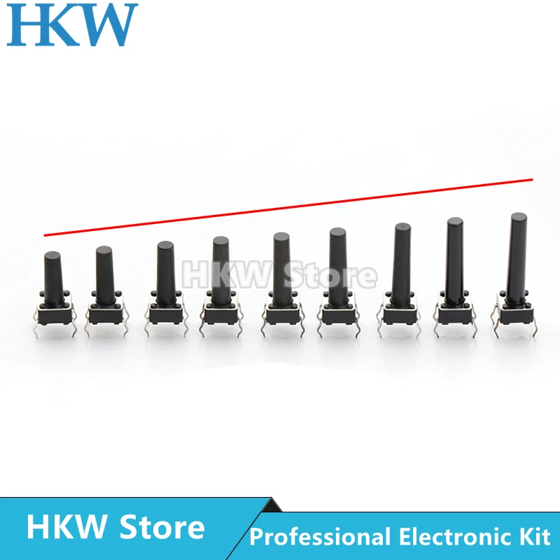 6x6 Mini Push Button Switch DIP Tact Switch 6X6X4.3 6*6*4.3/5/6/7/8/9/10/11/12/13/14/15/16/17/18mm The Power 4Pin 20pcs