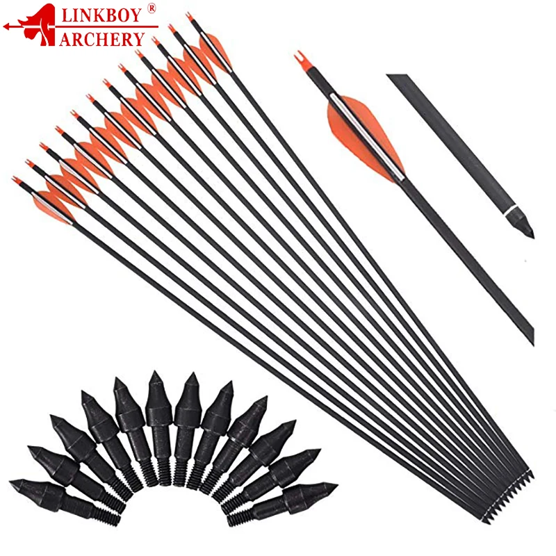 Mix Carbon Arrow ID6.2mm 2.8inch Vanes target point 100gr Compound Bow