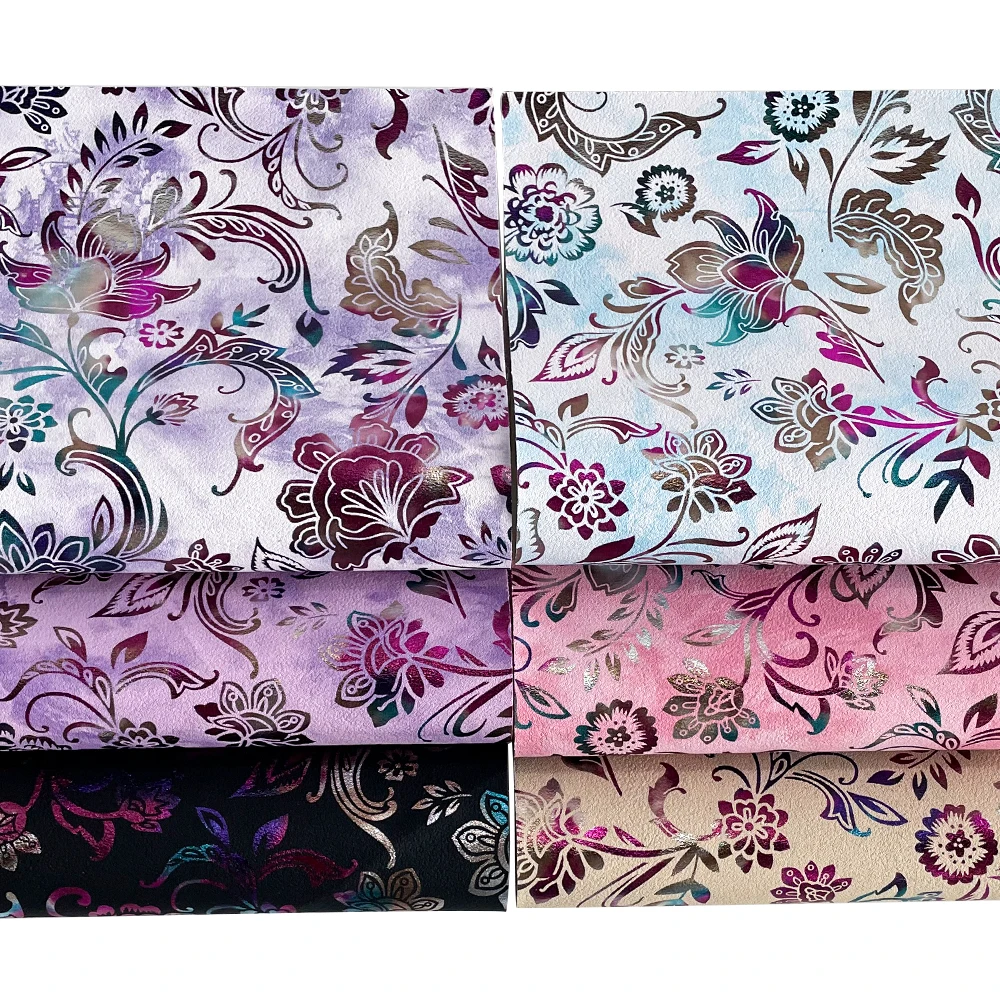 6Pcs Floral Pattern Faux Leather Sheets DIY Crafts A4 Size Synthetic Leather Handmade Earrings Bows Sewing Handbags