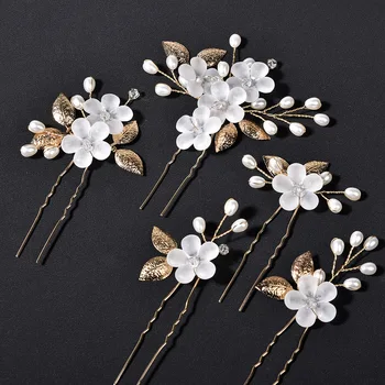 5 fermagli per capelli con fiori di perle di cristallo, copricapo elegante per le donne, gioielli preziosi, accessori per capelli da sposa 1
