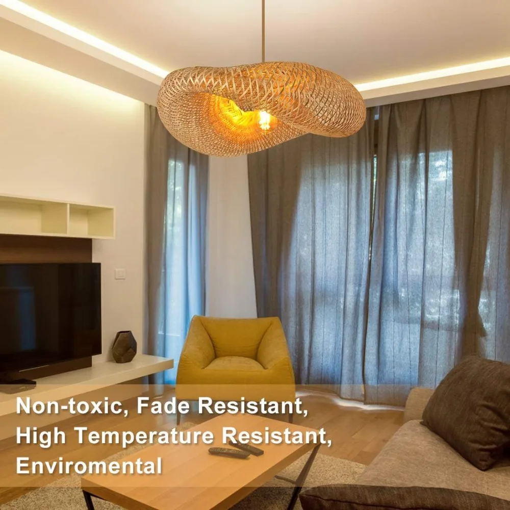 40-60cm Bamboo Handmade Pendant Chandelier Light Vintage Rattan Hanging Light Fixture for E27 Restaurant Bedroom Living Room