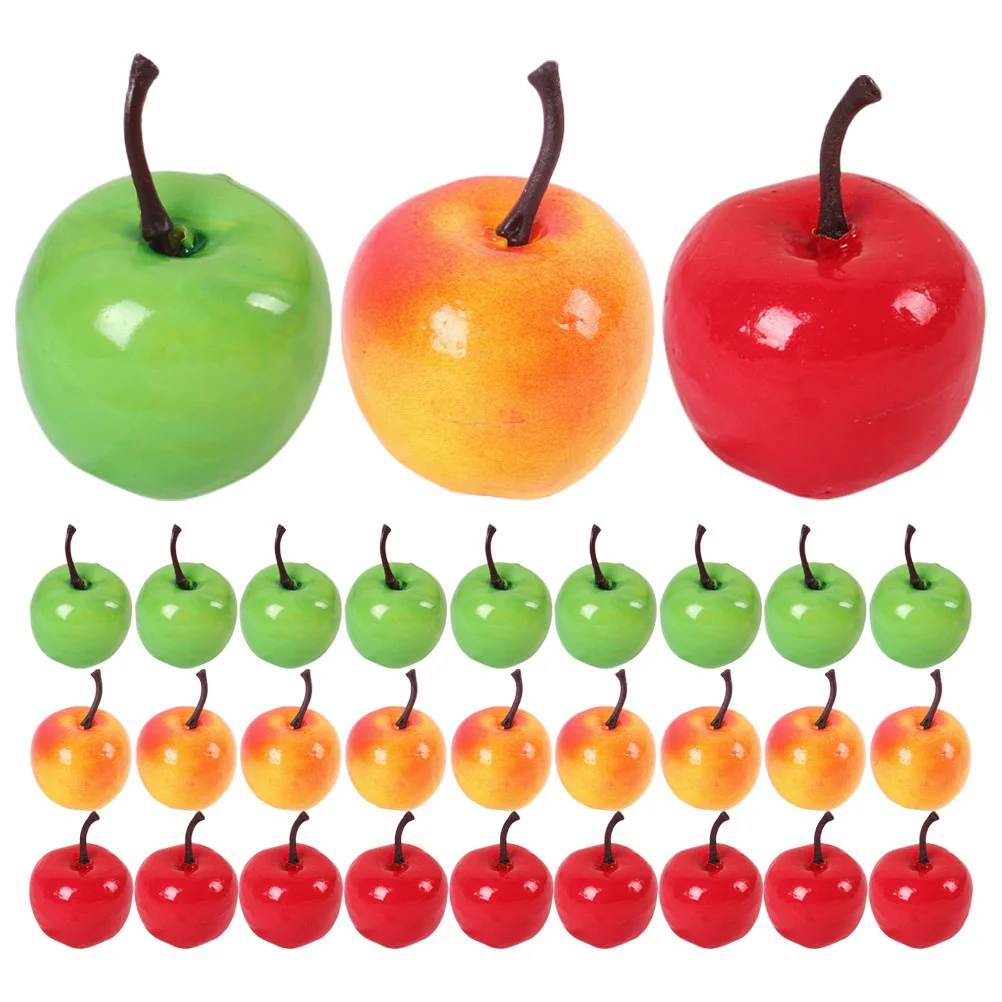 

30 Pcs Artificial Fruit Layout Scene Decor Christmas Tree Decorations Dollhouse Miniature Fruits Models Apples Little Props