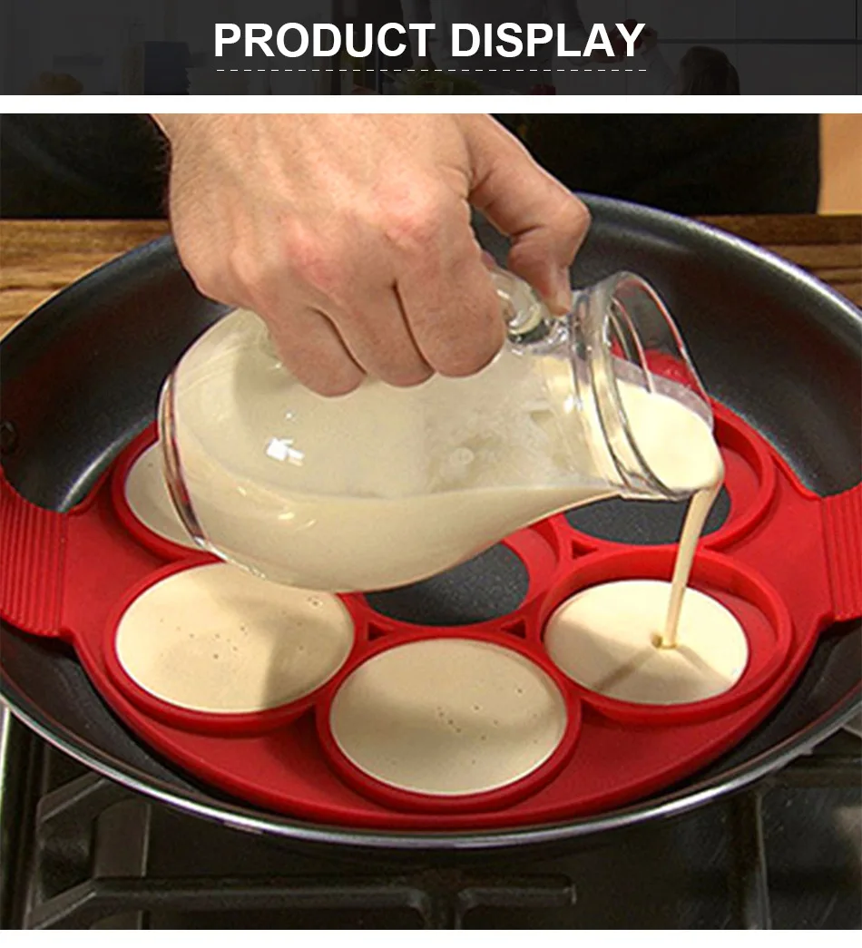 7 Holes Batter Dispenser Silicone Mold Utensil Gadget Kitchen Accessories Pancake Maker Nonstick Cooker Flip Eggs Cooking Tool