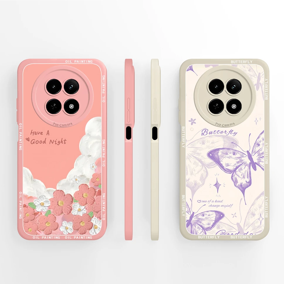Lovely Cat & Flowers Soft Liquid Silicone Phone Case - High Quality Protective Shell