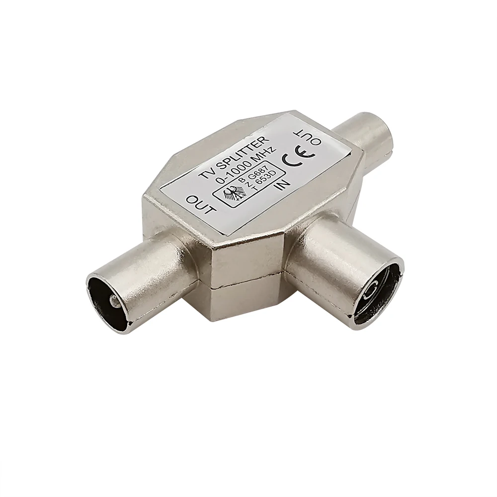 1 Stück Metall TV-Buchse zu 2x Stecker 2-Wege-TV-Antenne Splitter Adapter T-Stück TV-Stecker Buchse Kabel TV Antenne Verteiler Koaxial stecker