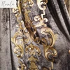 New European Style Luxury Curtains for Villa Living Room Coffee Color Silk Velvet Gold Embroidery High Quality High-end Custom 2