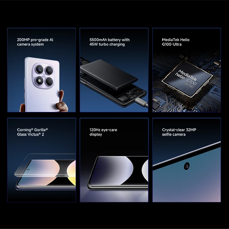 World Premiere Global Version Xiaomi Redmi Note 14 Pro 4G Smartphone 200MP AI Camera MediaTek Helio G100-Ultra 6.67" 5500mAh 2