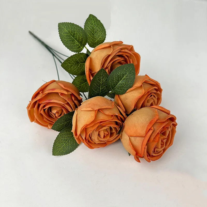 Elegant Artificial Rose Bouquet for Weddings and Home Decor - 5 Roses