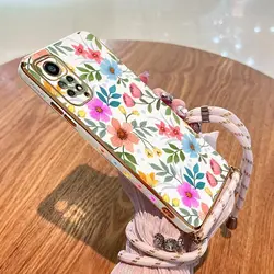 Elegant Floral Plating Phone Case with Lanyard Attachment for Note 11 ProPlus 5G (White)