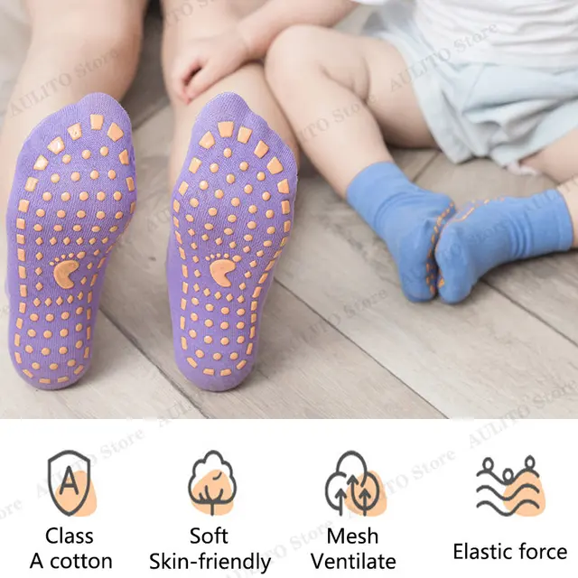 Kids Adults Anti-Slip Floor Socks Parent-Child Trampoline Cotton Breathable Socks Elasticity Sports Boys Girls Outside Children 3