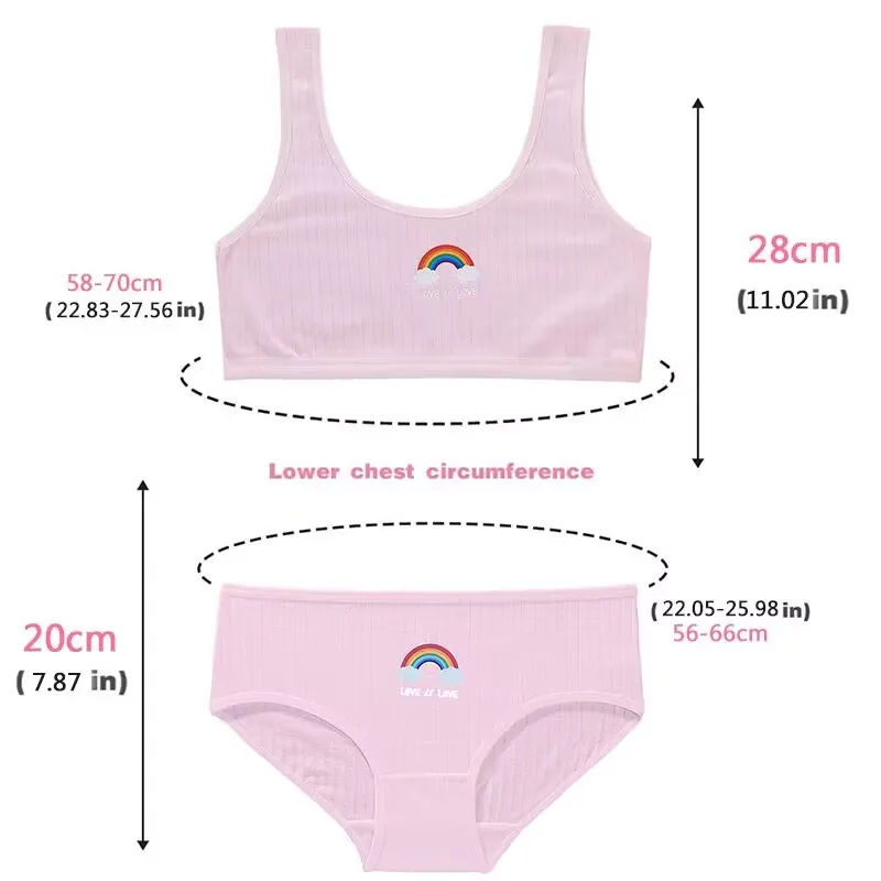 Kids Teens Girls Sports Underwear Set Wide Strap Training Bra and Hipster Panties 8 to 14 Years kids underwear