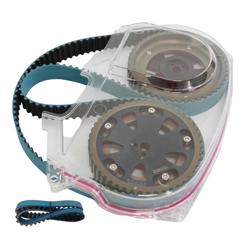 2pcs Adjustable Cam Gears + Cam Cover + Racing Timing Belt Balance Belt