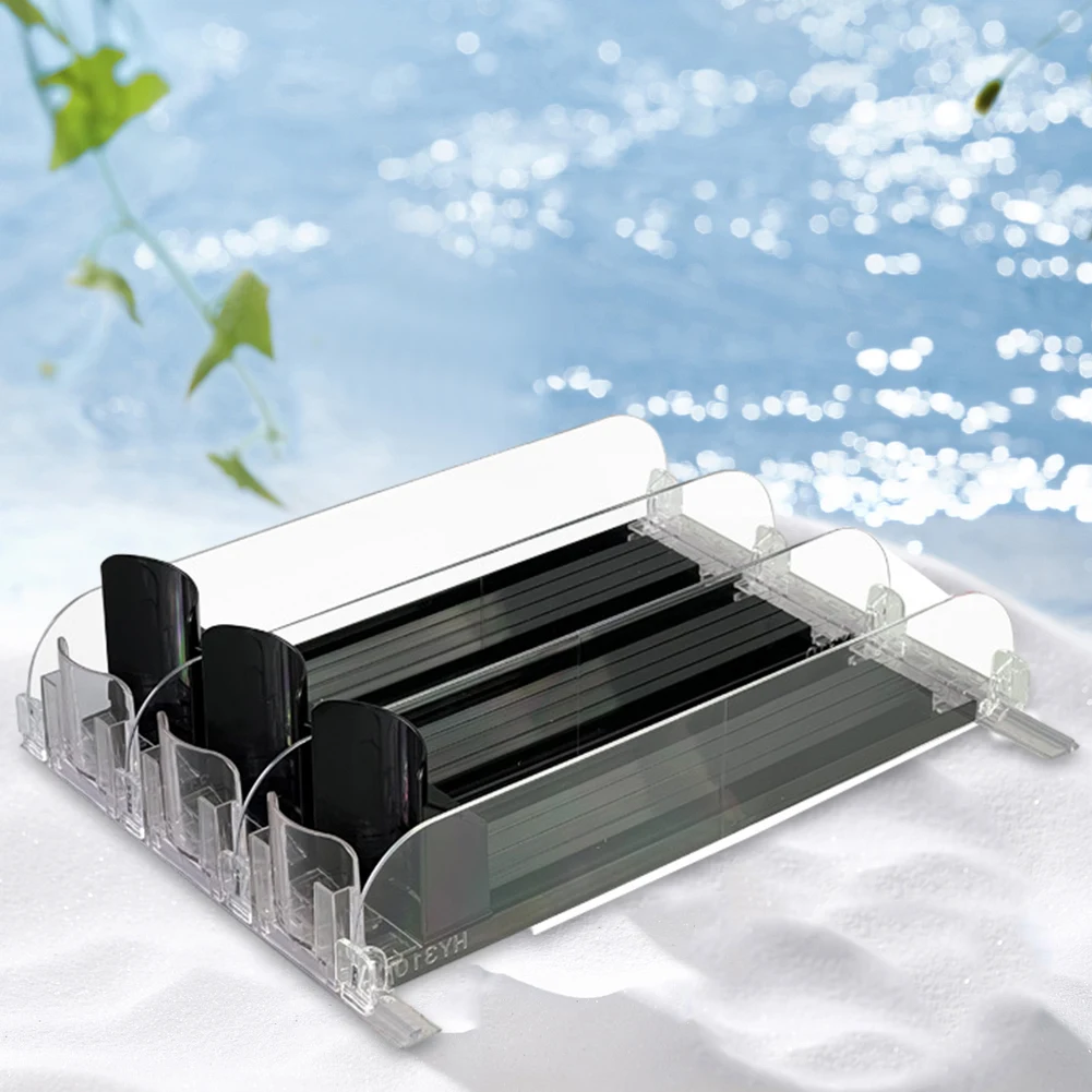 Canned Beverage Push Rack Drink Organizer Dispenser Spring Push Adjustable Width Storage Shelf E-shaped Glide for Kitchen Fridge 4