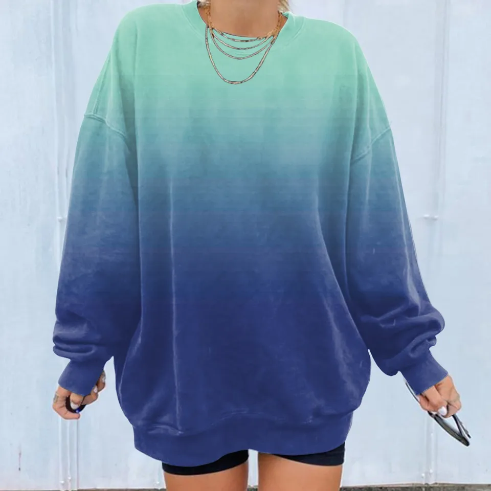 Korean Fashion Gradient Print Oversized Hoodie