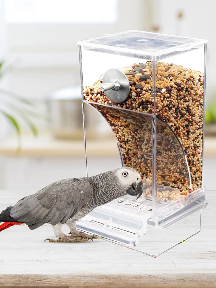 No Mess Bird Feeders Automatic Parrot Feeder Drinker Acrylic Seed Food