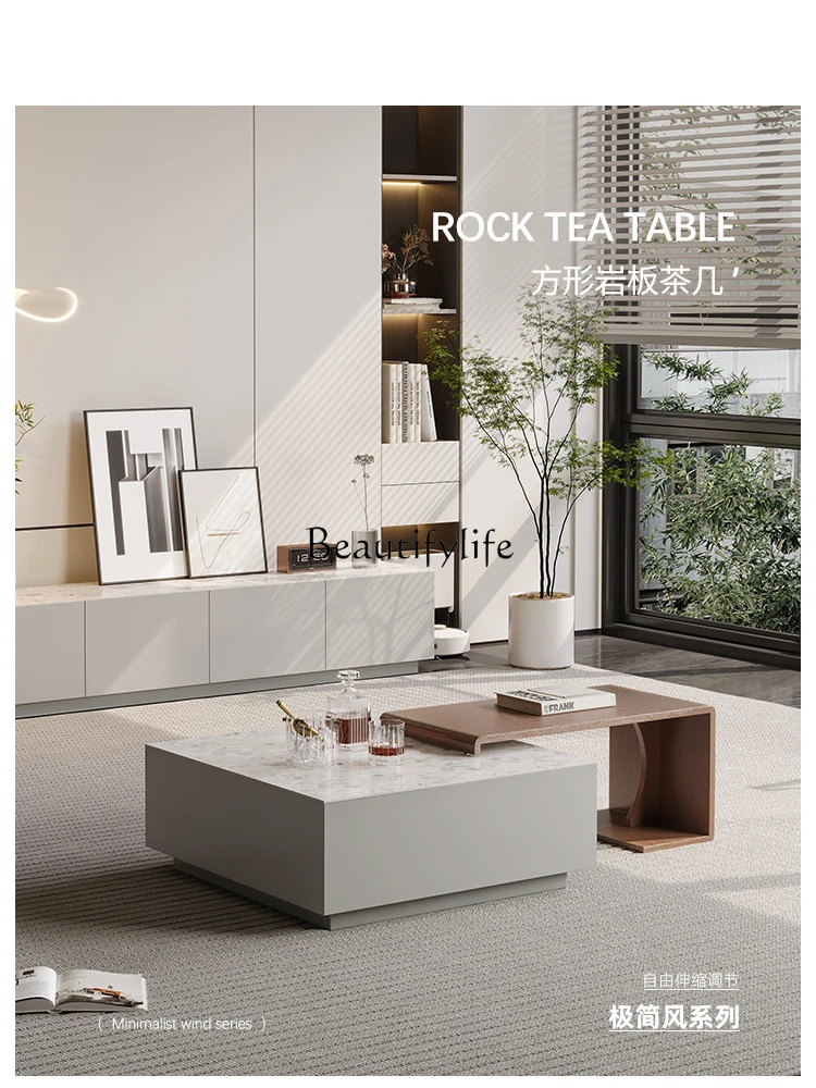 

Modern Simple Retro Square Coffee Table Living Room Home Small Apartment TV Cabinet and Tea Table Combination