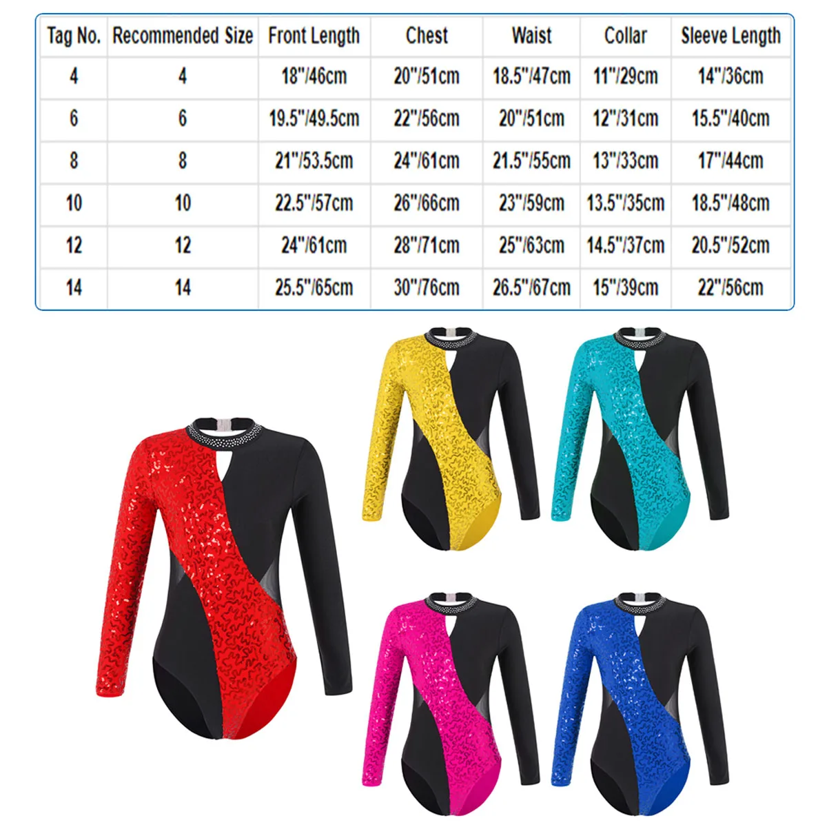 Sequins Gymnastics Leotard for Kids Girls Long Sleeve Hollow Out Ballet Dance Leotard Competition Ice Skating Bodysuit Jumpsuit
