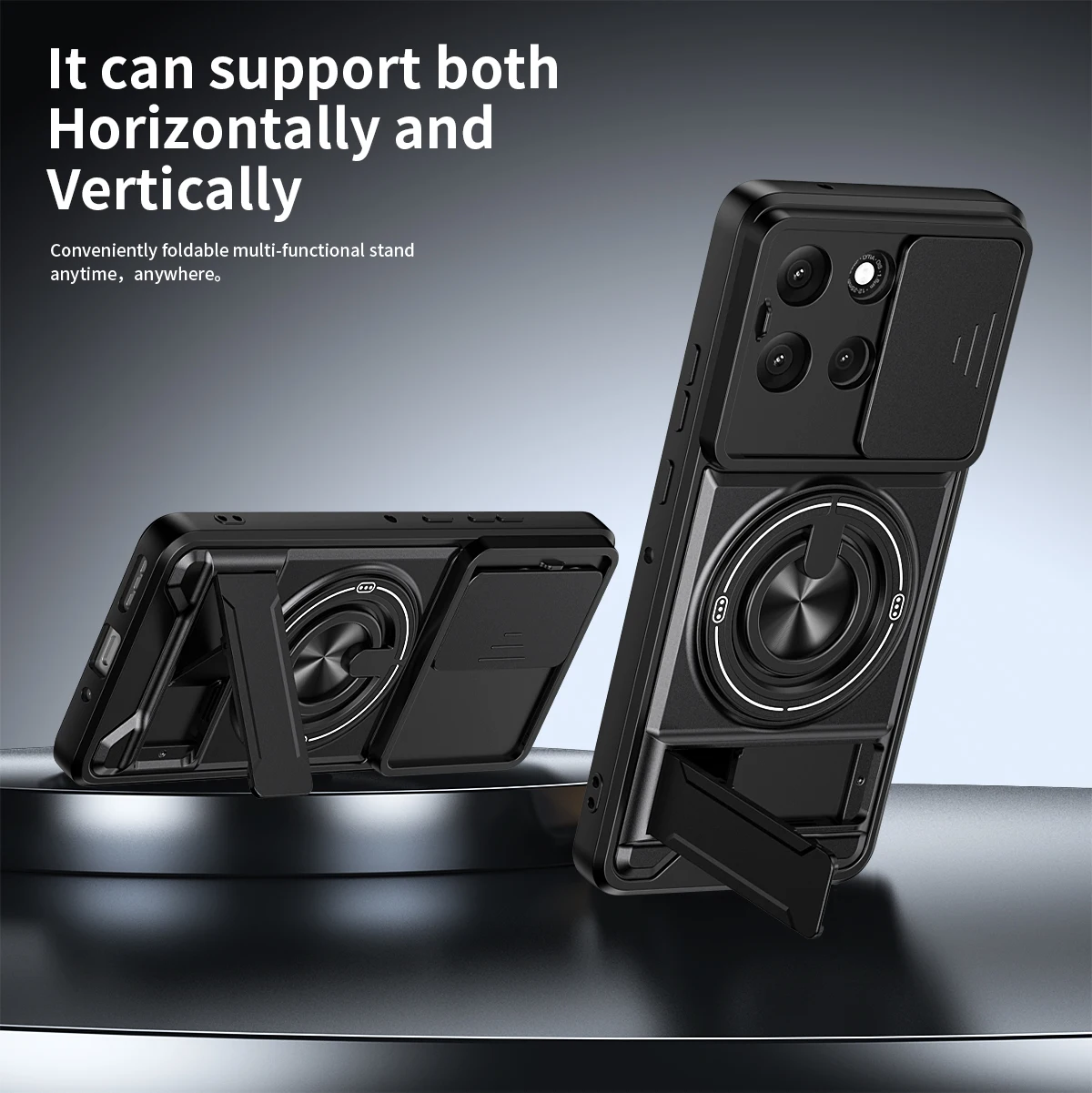 Rotatable Slide Camera Ring Stand Shockproof Cover Case with  Design