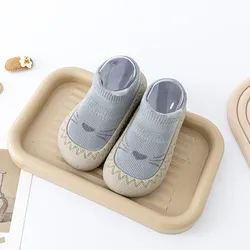 Adorable Cartoon Baby Sock Shoes with Rubber Soles - 12-18months (Blue)