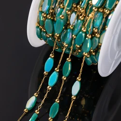 Stainless Steel Purple Crystal Bead Chain for Jewelry Making - 1 Meter (Blue)