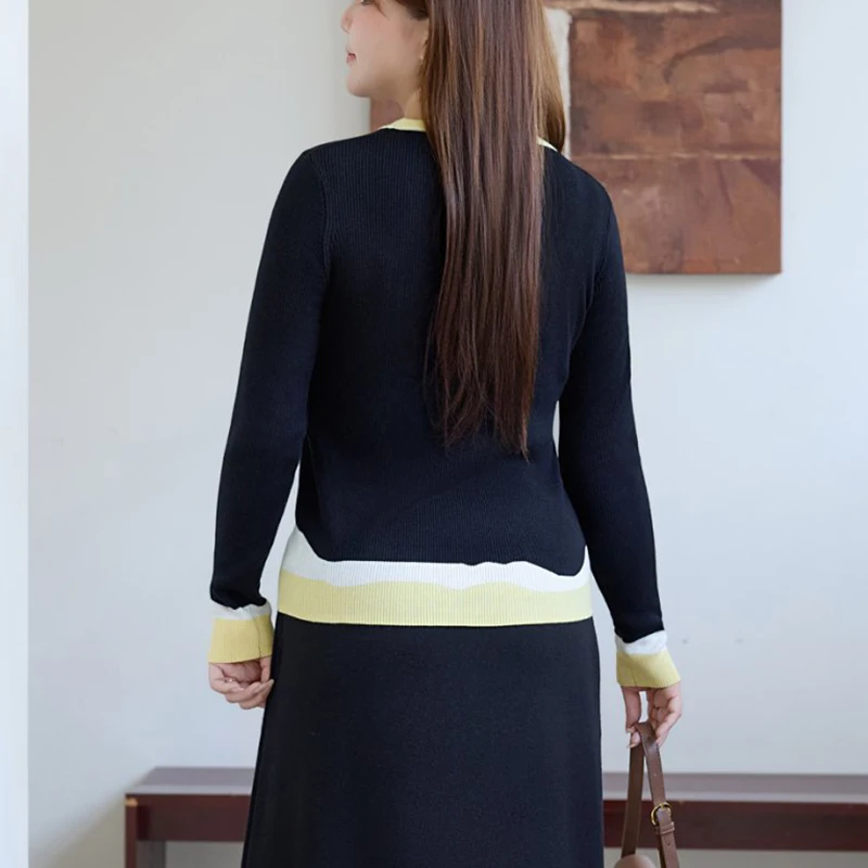 XXXL Fashion Plus Size Women's Sweater Premium Minimalist Slim Gradient Bright Color Wool Knitted Jumpers Antumn Winter 9412